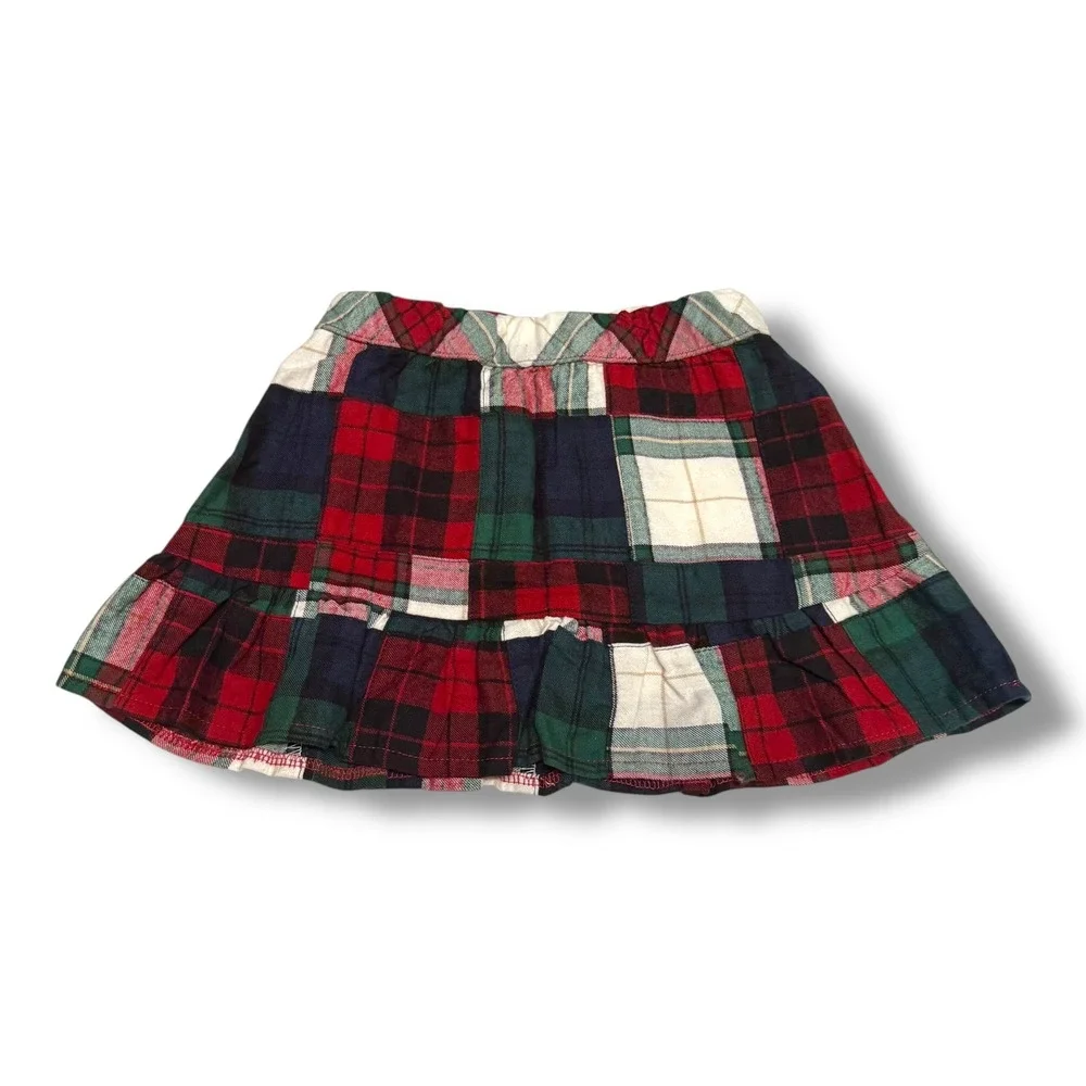 Gymboree Girls Christmas Cabin Patchwork Plaid Ruffle Skort Red‎ Green 3T NWT